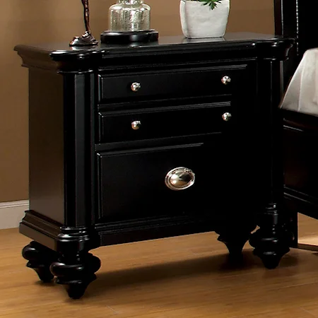 Contemporary Nightstand with Chrome Handles